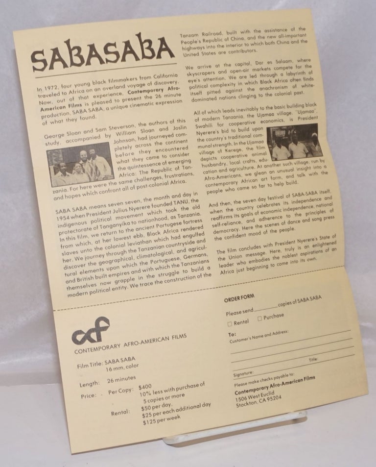 Cat.No: 250765 Contemporary Afro-American Films Presents Saba Saba