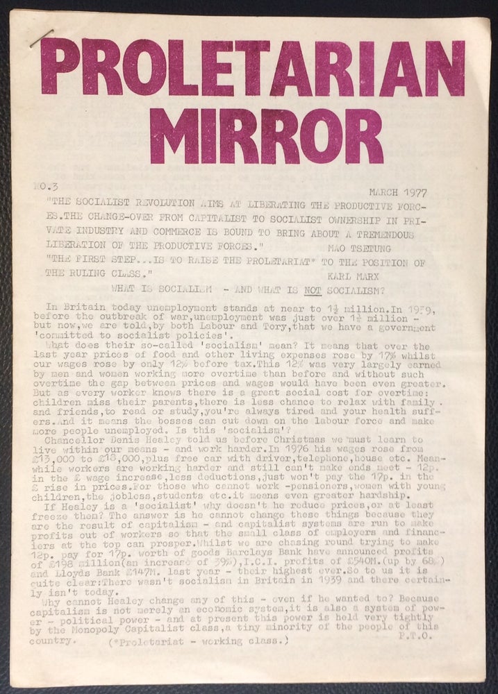 Cat.No: 250792 Proletarian Mirror. No. 3 (March 1977)