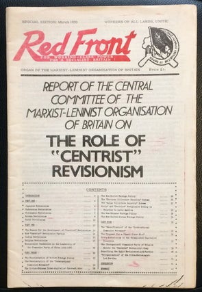 Cat.No: 250803 Red Front. Special edition: March 1970. Marxist-Leninist Organisation of...
