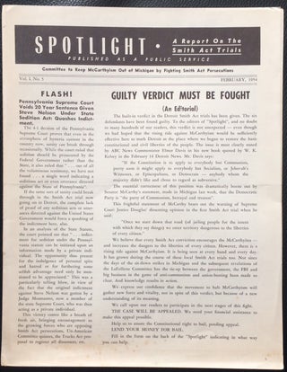 Cat.No: 250977 Spotlight: A report on the Smith Act Trials. Vol. 1 no. 5 (February 1954