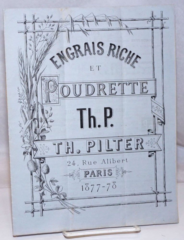 Cat.No: 251135 Engraisriche et Poudrette [cover]; Traite' des Engrais [titlepage]. Th Pilter.