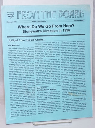 Cat.No: 251180 From the Board: vol. 1, #2, February 1996: Where do we go from here?...