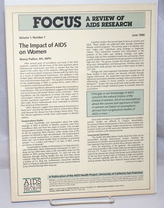Cat.No: 251215 Focus: a review of AIDS research aka a guide to AIDS research; volume 1...