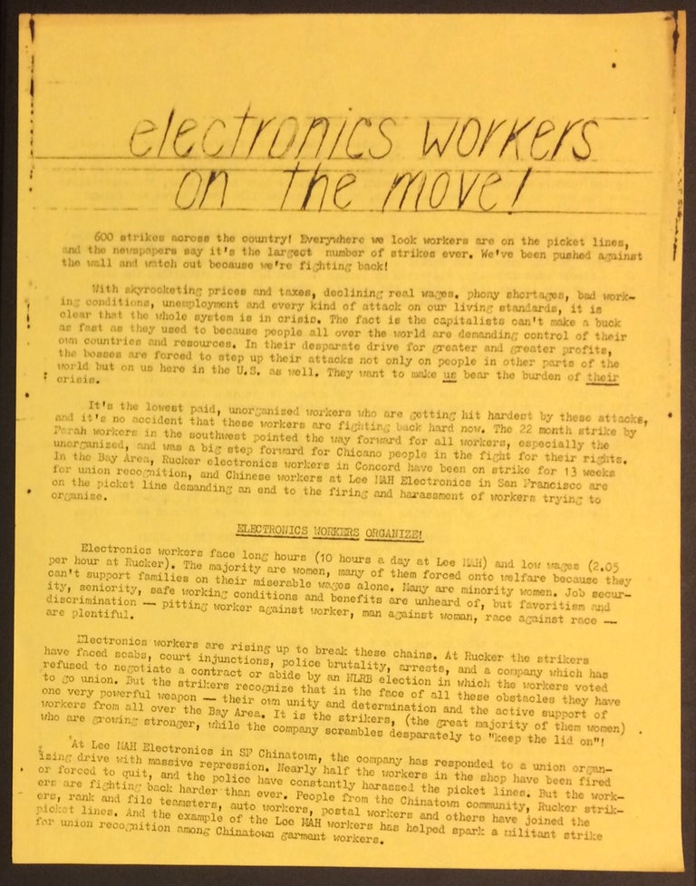 Cat.No: 251307 Electronics workers on the move! [handbill]