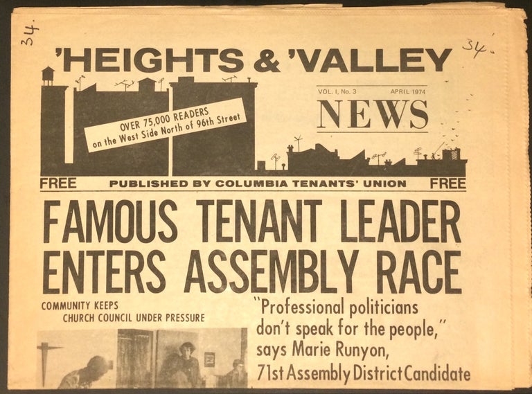 Cat.No: 251385 'Heights and 'Valley News. Vol. I no. 3 (April 1974). Columbia Tenants' Union.
