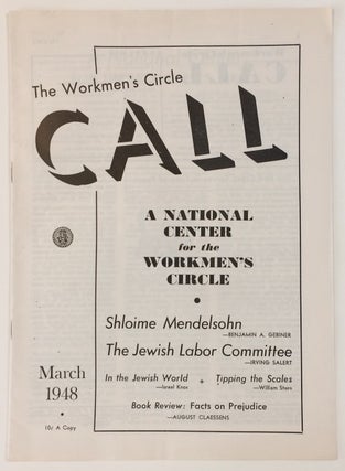Cat.No: 251787 Workmen's Circle Call. Vol. XVI No. 2 (March 1948