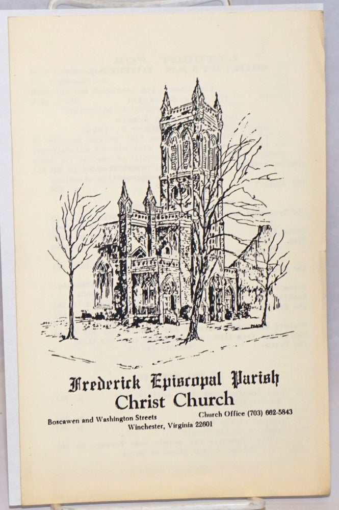 Cat.No: 252044 Frederick Episcopal Parish Christ Church [program]. Jeffrey Charles Somers.