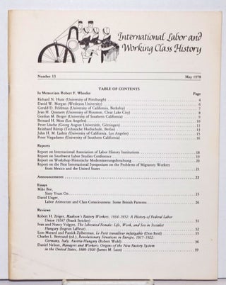 Cat.No: 252106 International Labor and Working-Class History: Number 13, May 1978