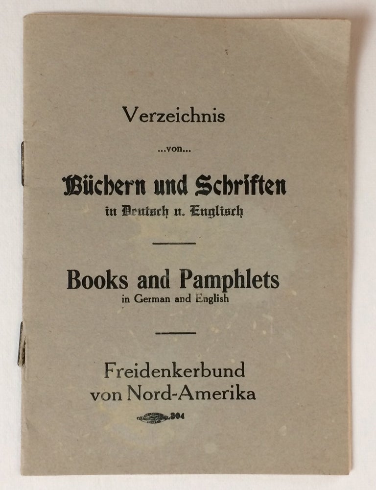 Cat.No: 252297 Verzeichnis von Buchern und Schriften in Deutsch u. Englisch. Books and Pamphlets in German and English