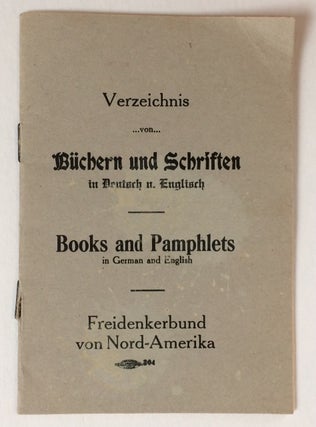 Cat.No: 252297 Verzeichnis von Buchern und Schriften in Deutsch u. Englisch. Books and...