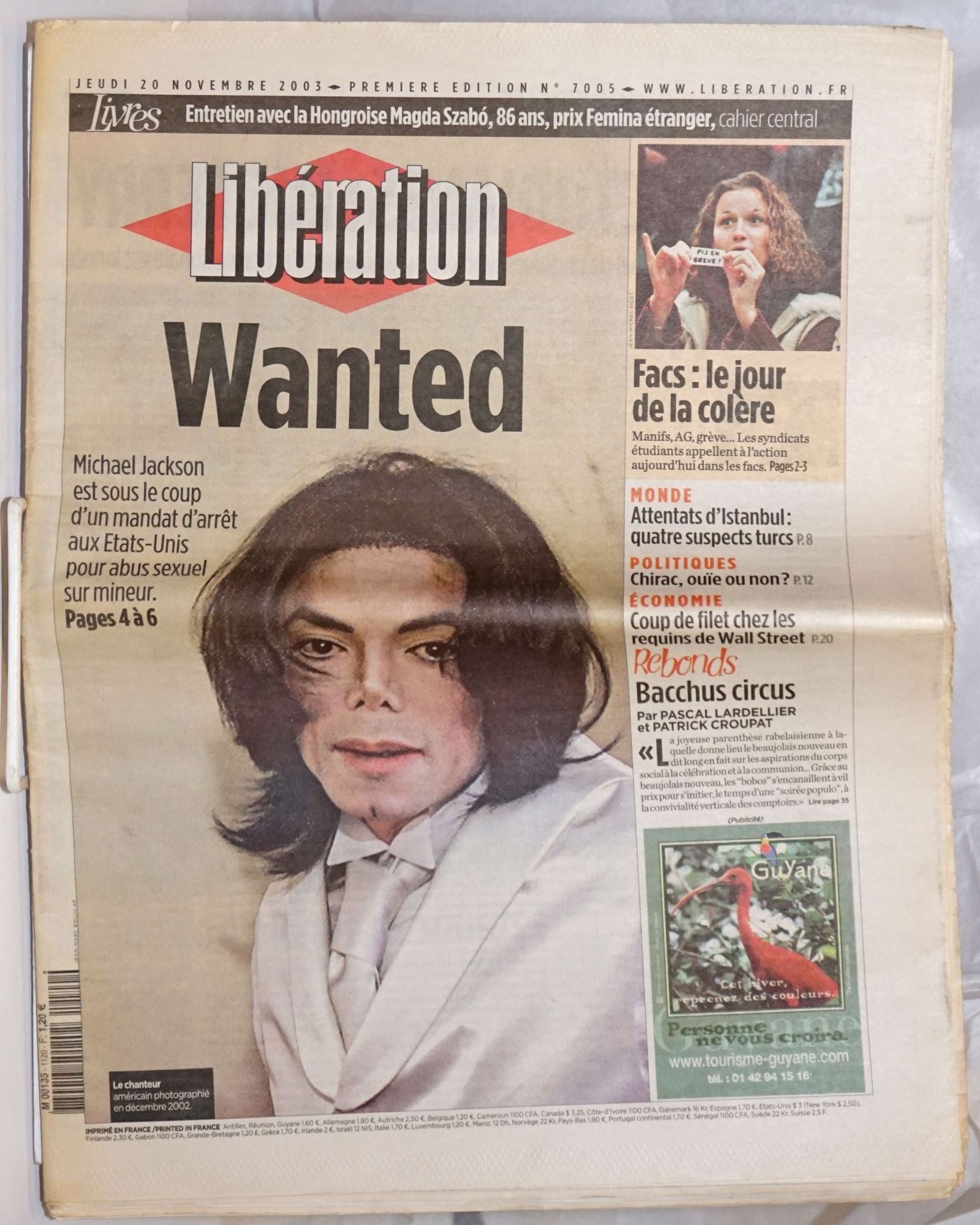 Liberation: Jeudi 20, Novembre 2004; Premiere edition #7005