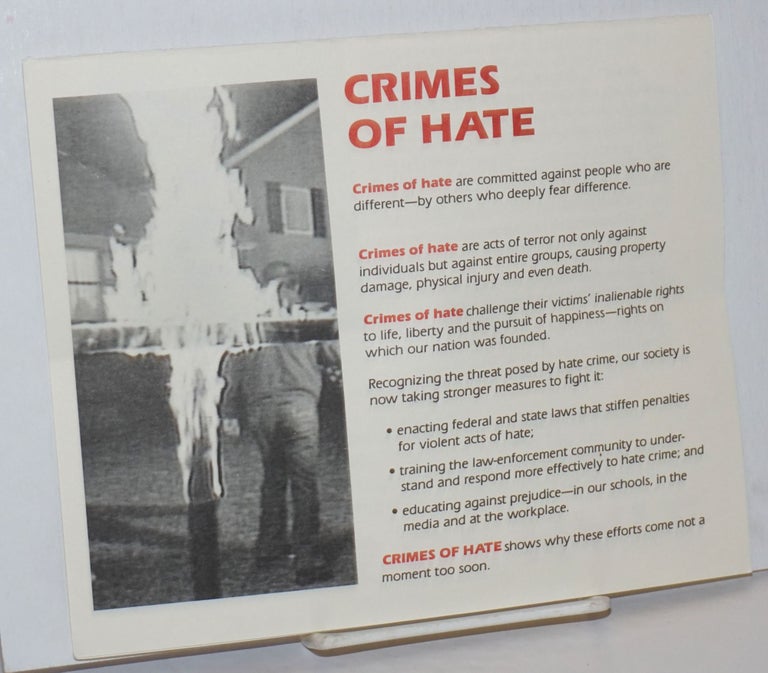 Cat.No: 252659 Crimes of Hate [brochure] a powerful new documentary video