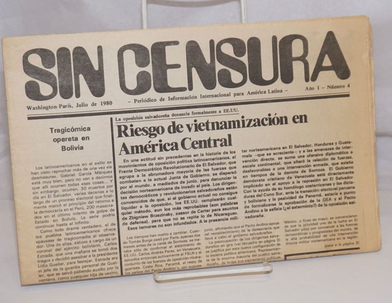Cat.No: 252703 Sin Censura: Periodico de Informacion Internacional para America Latina; Año 1, Numero 4, Julio de 1980