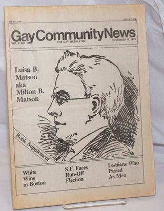 Cat.No: 252854 GCN: Gay Community News; the gay weekly; vol. 7, #17, November 17, 1979;...