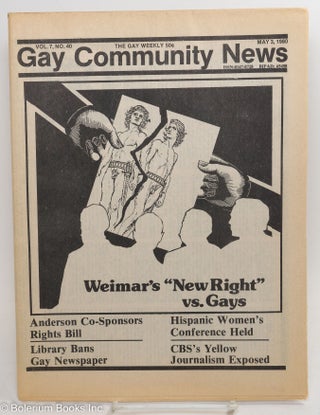 Cat.No: 252855 GCN: Gay Community News; the gay weekly; vol. 7, #40, May 3, 1980;...