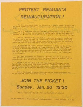 Cat.No: 252956 Protest Reagan's reinauguration! [handbill in English and Arabic