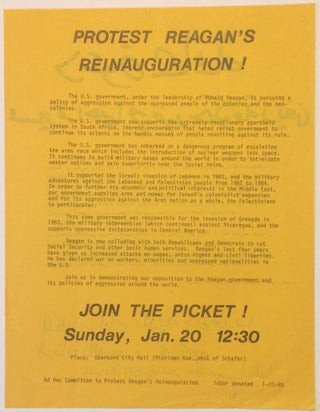 Cat.No: 252956 Protest Reagan's reinauguration! [handbill in English and Arabic