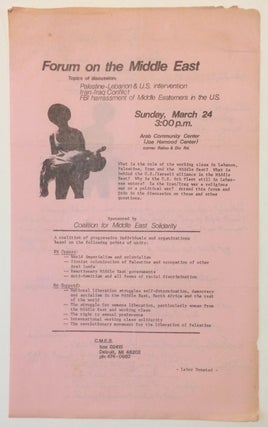 Cat.No: 252958 Forum on the Middle East [handbill in English and Arabic