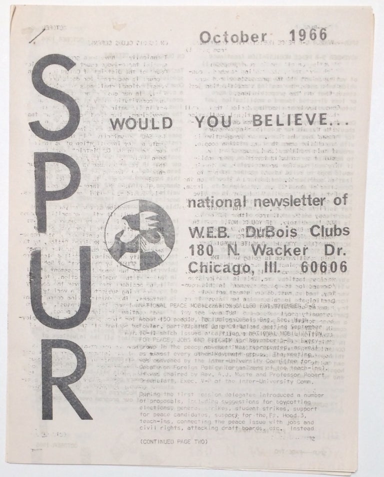 Cat.No: 253063 Spur. National newsletter of W.E.B. DuBois Clubs (October 1966)