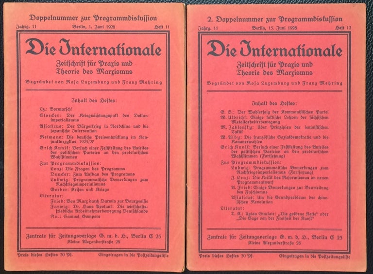 Cat.No: 253214 Die Internationale: eine Zeitschrift fuer Praxis und Theorie des Marximus [two issues: vol. 11 nos. 11 and 12