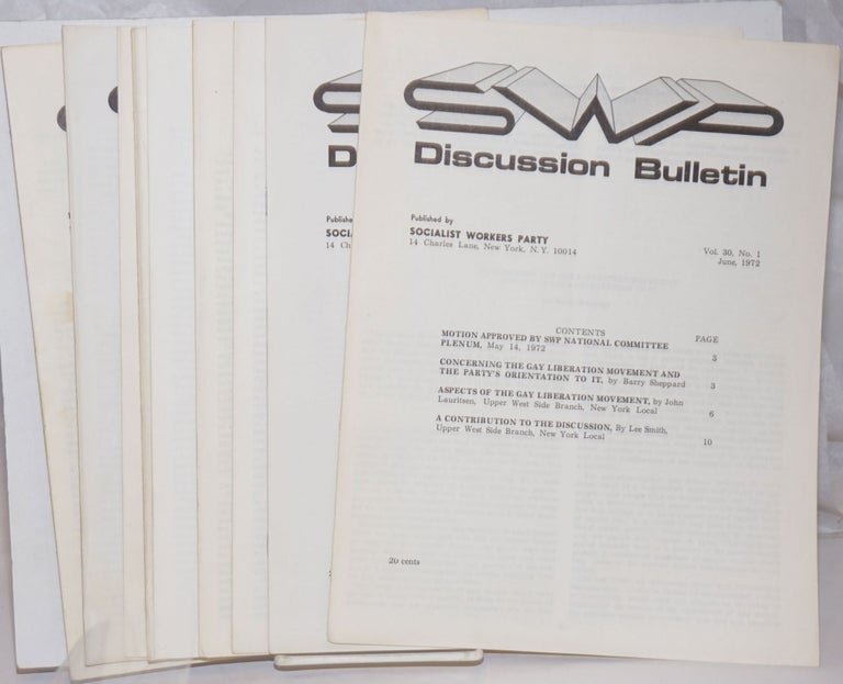 Cat.No: 253534 SWP Discussion Bulletin, vol. 30, no. 1 to 9, June, 1972 to September 1972. [complete run for this volume]. Socialist Workers Party.
