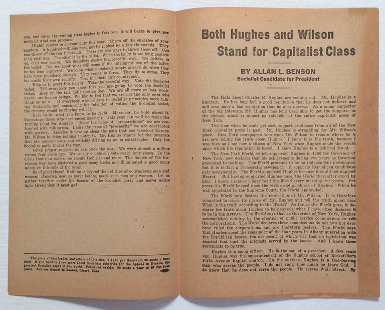 Cat.No: 253764 Both Hughes and Wilson stand for the Capitalist class. Allan L. Benson.