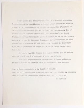 Cat.No: 253825 [Handbill announcing intent for the three Trotskyist organizations to work...