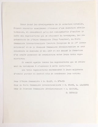 Cat.No: 253825 [Handbill announcing intent for the three Trotskyist organizations to work...