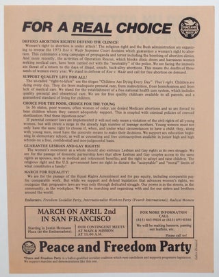 Cat.No: 254903 For a real choice [handbill]. Peace, Freedom Party