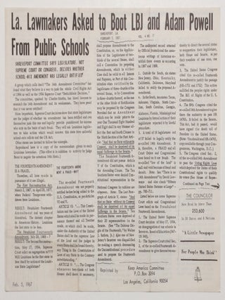 Cat.No: 255195 La. lawmakers asked to boot LBJ and Adam Powell from pulic schools...