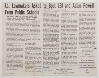 Cat.No: 255195 La. lawmakers asked to boot LBJ and Adam Powell from pulic schools...
