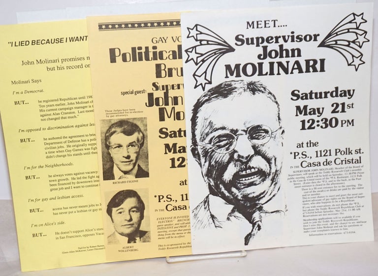 Cat.No: 255219 John Molinari campaign materials [three handbills]. John Molinari.