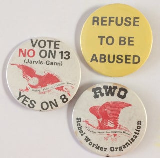 Cat.No: 255250 Vote no on 13 (Jarvis-Gann) / Yes on 8 [pinback button depicting an eagle...