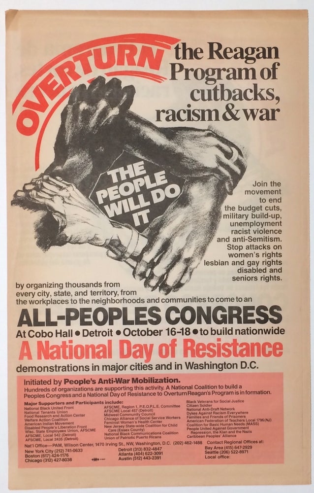 Cat.No: 255536 Overturn the Reagan program of cutbacks, racism and war. The people will do it [poster]