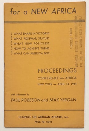 Cat.No: 255903 Proceedings of the Conference on Africa --new perspectives. Auspices of...