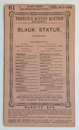 Cat.No: 255904 The Black Statue: A Negro Farce, in One Act and One Scene. Arranged by C....