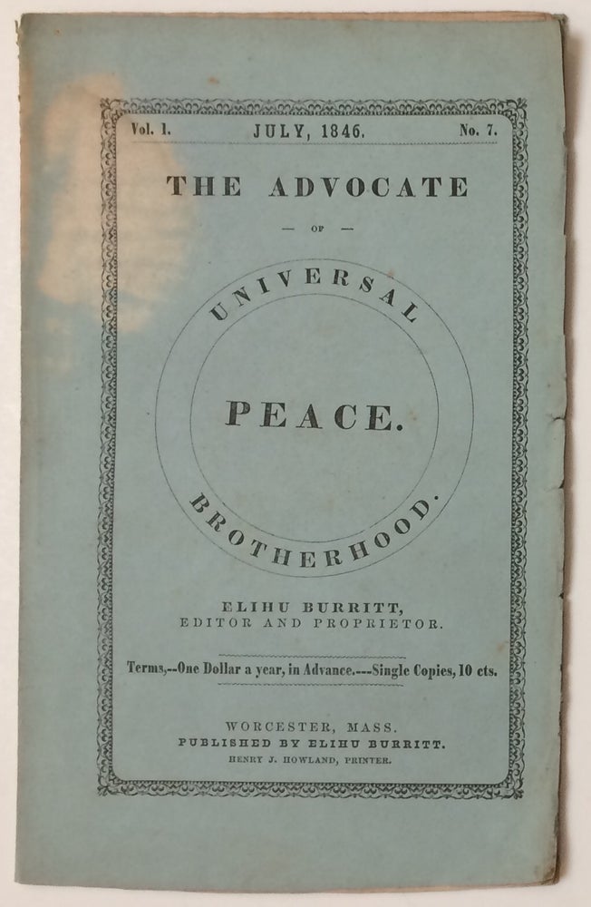 Cat.No: 255963 The Advocate of Peace and Universal Brotherhood. Vol. 1 no