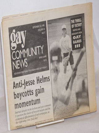 Cat.No: 256280 GCN: Gay Community News; the weekly for lesbians and gay males; vol. 18,...