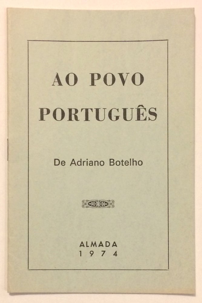 Cat.No: 256296 Ao povo português. Adriano Botelho.