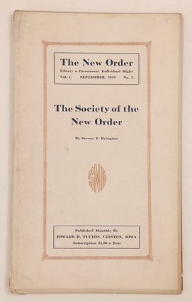 Cat.No: 256636 The Society of the New Order. Steven T. Byington