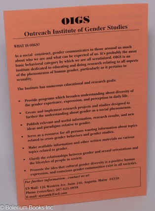 Cat.No: 256951 OIGS: Outreach Institute of Gender Studies [brochure