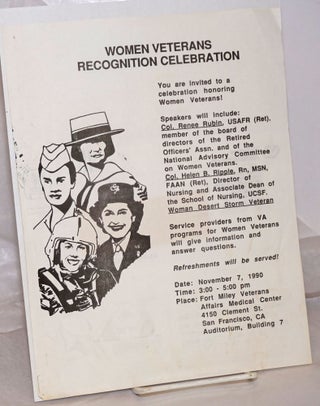Cat.No: 256963 Women Veterans Recognition Celebration [handbill/mailer] November 7, 1990...