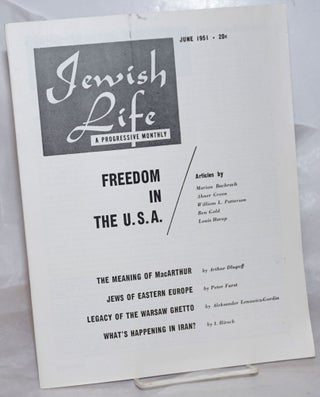 Cat.No: 257346 Jewish Life [1951, June, Vol. 5, No. 8 (56)]. Paul Novik Moses Miller,...