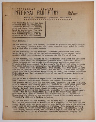 Cat.No: 257553 Internal bulletin. No. 2 (June 1957). Libertarian League