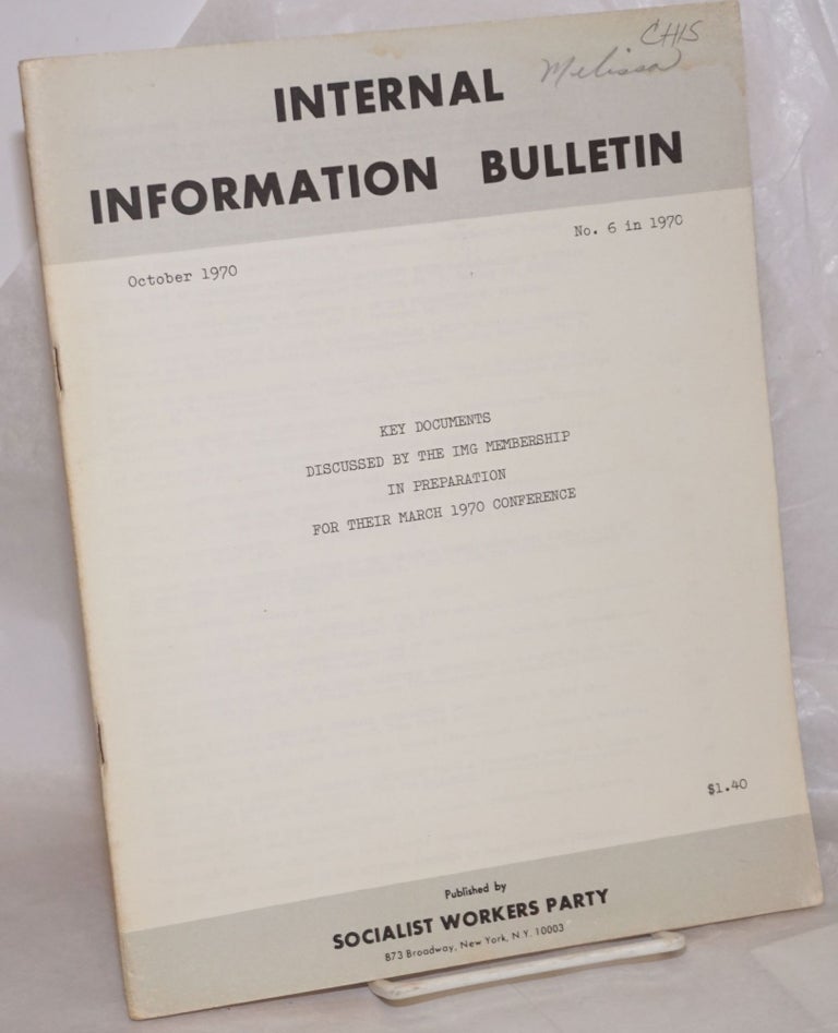 Cat.No: 257652 Internal Information Bulletin, Oct 1970, No. 6