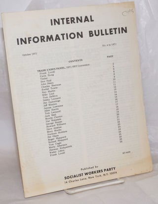 Cat.No: 257657 Internal Information Bulletin, Oct 1971, No. 4