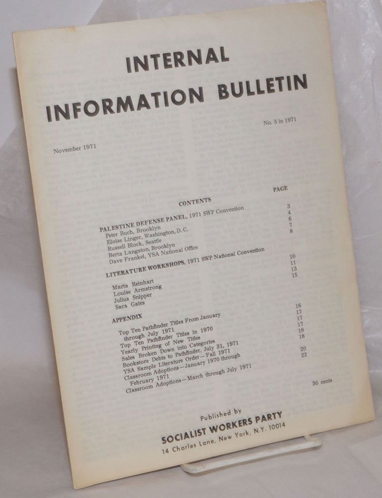 Cat.No: 257658 Internal Information Bulletin, Nov 1971, No. 5
