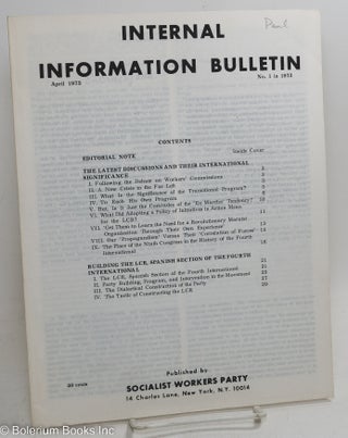 Cat.No: 257663 Internal Information Bulletin, Apr 1973, No. 1