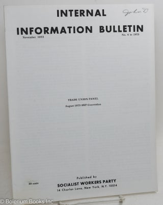 Cat.No: 257666 Internal Information Bulletin, Nov 1973, No. 4
