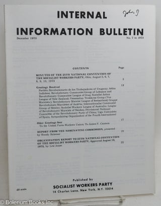 Cat.No: 257674 Internal Information Bulletin, Dec 1973, No. 7